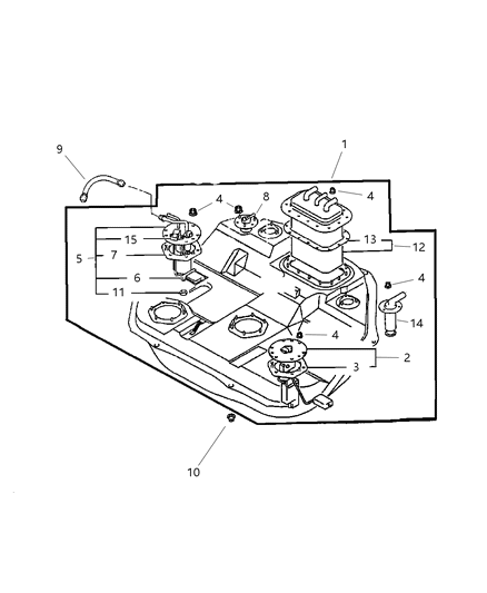 1998 Chrysler Sebring Coupe Fuel Tank & Pump Diagram
