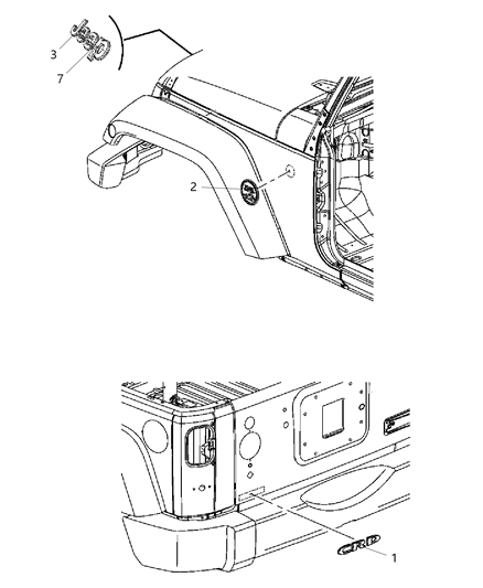 2014 Jeep Wrangler NAMEPLATE-Swing Gate Diagram for 68211986AA