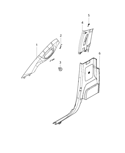 2018 Ram 1500 Interior Moldings And Pillars - Standard Cab Diagram