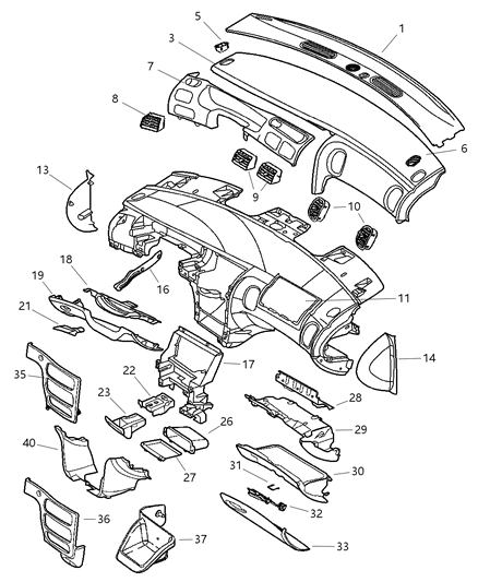 2000 Dodge Intrepid Cover-Steering Column Diagram for PD52LAZAC
