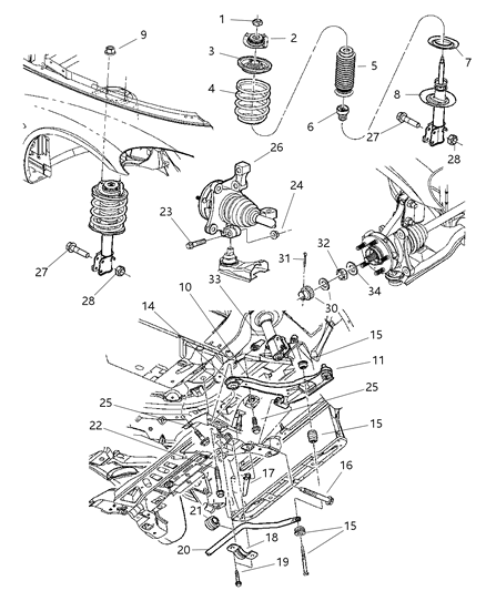 2003 Chrysler PT Cruiser DAMPER-STRUT Diagram for 4656697AC