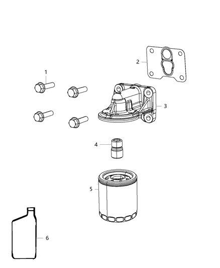 2017 Dodge Journey Engine Oil , Filter , Adapter And Housing / Oil Cooler & Hoses / Tubes Diagram 4