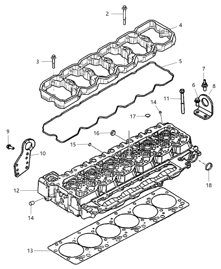 2007 Dodge Ram 2500 Cylinder Head & Cover & Rocker Housing Diagram 2