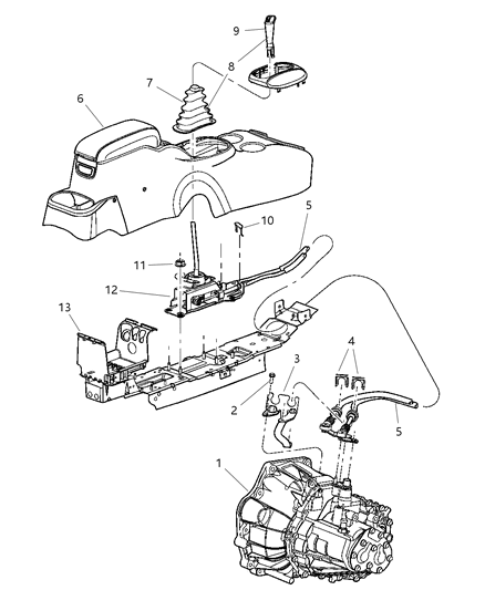 2004 Dodge Stratus Boot-Gear Shift Lever Diagram for 4593311