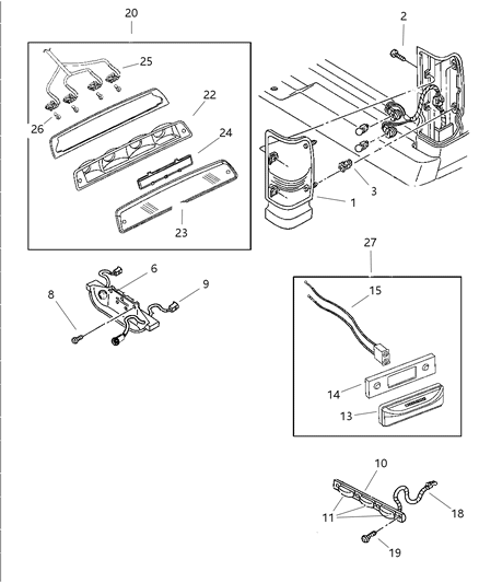2002 Dodge Ram 3500 Quad & Club Cab Lamps - Rear Diagram