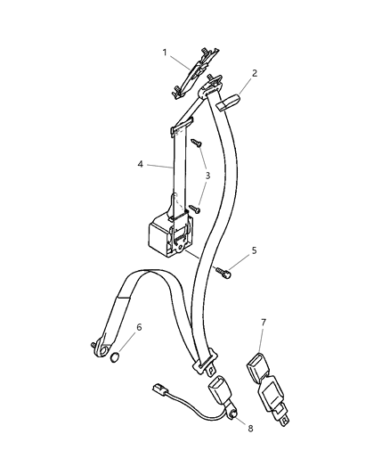 2004 Chrysler Sebring Seat Belts - Front Diagram