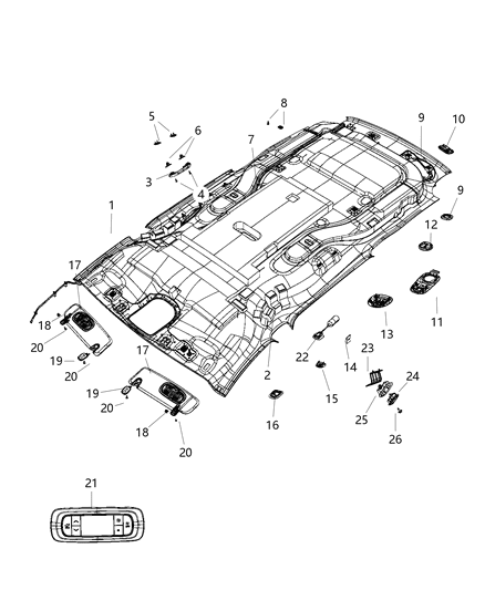 2019 Chrysler Pacifica Headliner & Visor Diagram