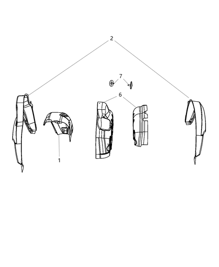 2020 Dodge Grand Caravan Rear Wheelhouse Shields Diagram