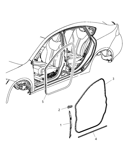 2014 Dodge Dart WEATHERST-Front Door Diagram for 68082802AD