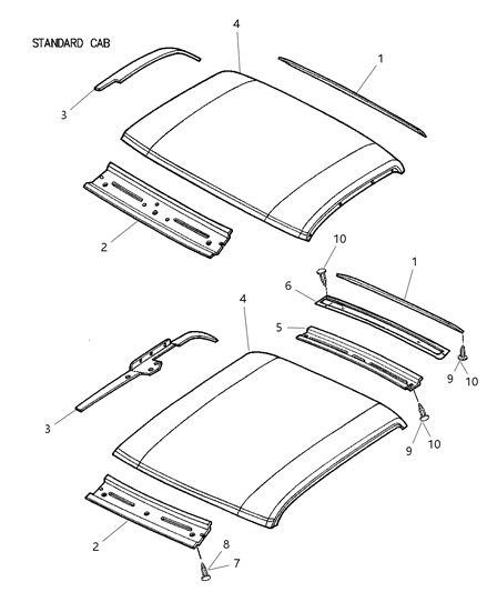 2001 Dodge Dakota Header-Roof Front Diagram for 55255503AB