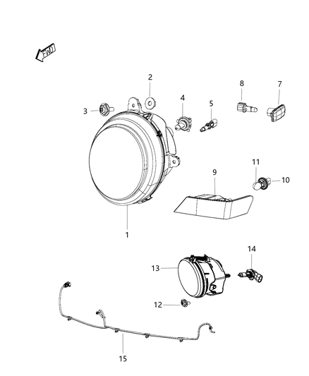 2016 Jeep Patriot Lamps, Front Diagram 1