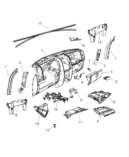 2008 Jeep Liberty Panel-Instrument Panel Diagram for 1JS13BDAAA