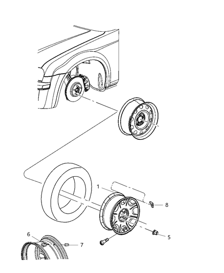 2009 Dodge Challenger Wheels & Hardware Diagram