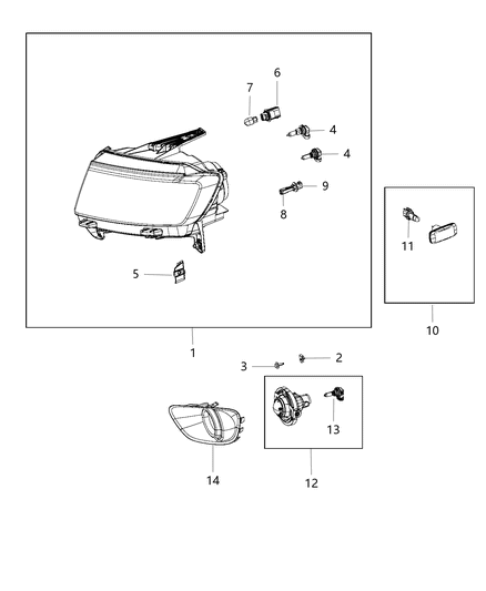 2016 Jeep Compass Lamps, Front Diagram 1