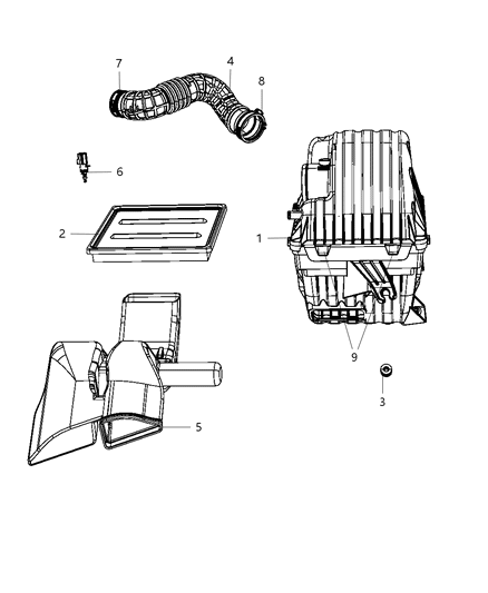 2009 Dodge Journey Clean Air Duct Diagram for 4891915AA