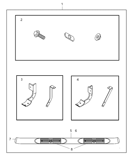2007 Dodge Ram 3500 Pickup Tubular Side Step Diagram 1