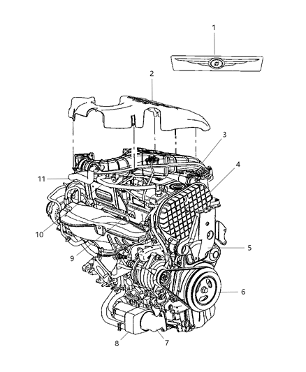 2007 Chrysler PT Cruiser Engine Cover & Mounting Diagram 2