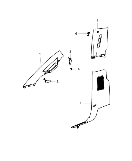2019 Ram 3500 Pickup Interior Moldings And Pillars Diagram 1