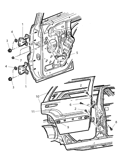 2005 Jeep Liberty Door-Rear Diagram for 55176907AG