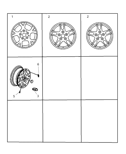 1999 Jeep Grand Cherokee Wheels & Hardware Diagram