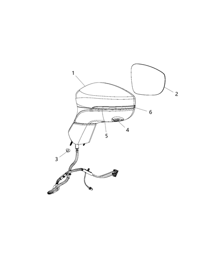 2020 Chrysler Voyager Outside Rearview Mirror Diagram for 6WZ071SCAA