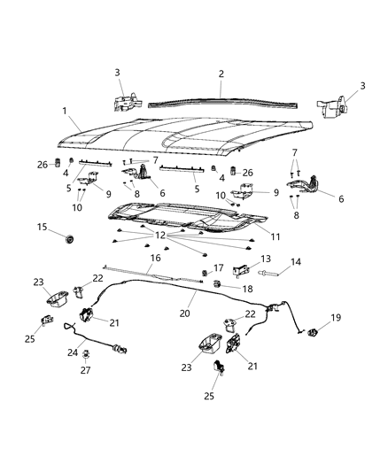 2016 Jeep Renegade Cable-Hood Release Diagram for 68247126AA