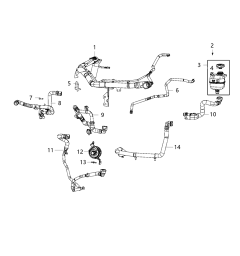 2020 Jeep Wrangler Hose-COOLANT Bottle Outlet Diagram for 68302650AC