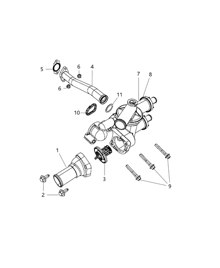 2009 Dodge Avenger Thermostat & Related Parts Diagram 2