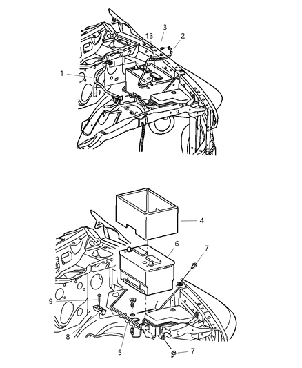 2007 Dodge Ram 1500 Battery Tray & Wiring Diagram