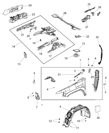 2020 Jeep Cherokee Shield-WHEELHOUSE Diagram for 68395845AA