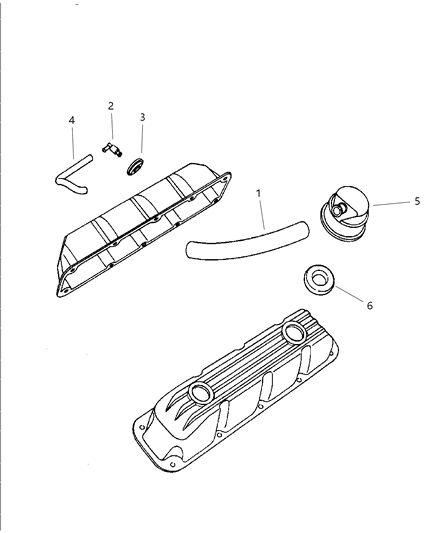 2001 Dodge Ram 2500 Quad & Club Cab Crankcase Ventilation Diagram 1