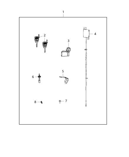 2015 Jeep Wrangler Key-Blank With Transmitter Diagram for 68039414AC