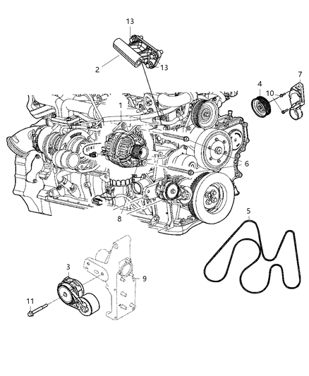 2010 Dodge Ram 5500 Alternator & Related Parts Diagram