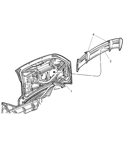 2004 Dodge Neon Spoiler - Rear Deck Lid Diagram
