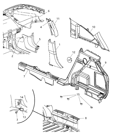 2012 Dodge Caliber Panel-Quarter Trim Diagram for YD92XDVAK