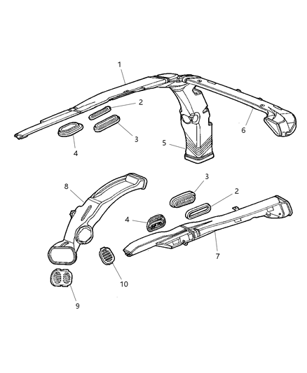 1997 Dodge Grand Caravan Ducts & Outlets, Rear Diagram