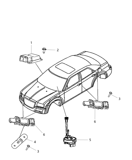 2015 Chrysler 300 Air Bag Modules Impact Sensors & Clock Spring Diagram