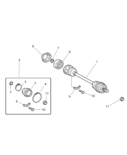 2004 Chrysler Crossfire Boot-Axle Shaft Diagram for 5114243AA