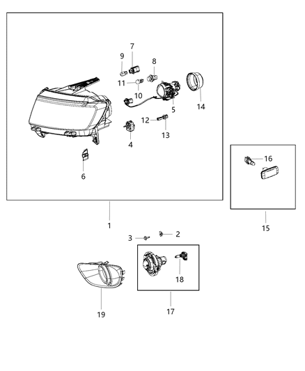 2015 Jeep Compass Headlamp Bulb Diagram for L00000H9