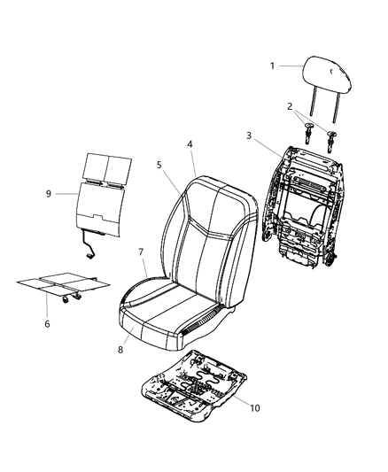 2011 Dodge Avenger Front Seat Back Cover Diagram for 1UT82DX9AA