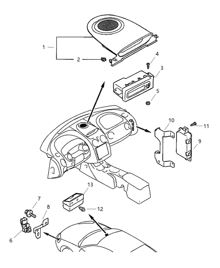 2001 Dodge Stratus Instrument Panel Center Display & Sensor Diagram