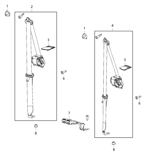 2019 Jeep Wrangler Rear Seat Belts Diagram 1