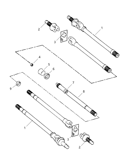 2000 Dodge Ram 3500 Quad & Club Cab Front Axle Shafts Diagram