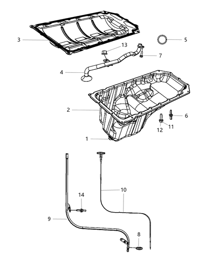 2009 Jeep Grand Cherokee Engine Oil Pan & Engine Oil Level Indicator & Related Parts Diagram 6