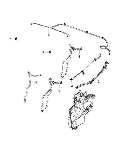 2019 Jeep Wrangler Hoses, Front Washers & Supply Diagram