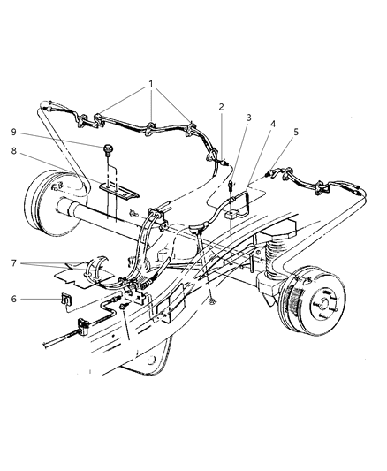 2001 Jeep Cherokee Brake Lines & Hoses, Rear Diagram