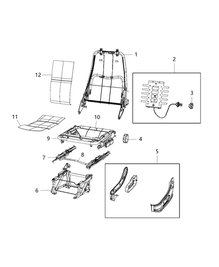 2015 Ram ProMaster 3500 Adjusters, Recliners & Shields, Bucket, Driver Seat Diagram