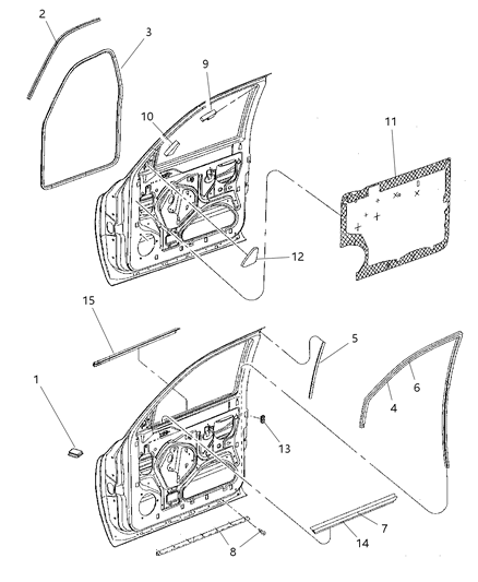 2003 Dodge Dakota Seal-Glass Run Diagram for 55135308AD