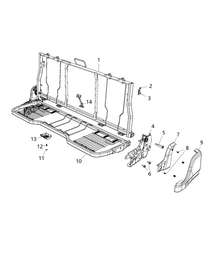 2020 Ram 1500 Second Row - Rear Seat Hardware, Bench Diagram