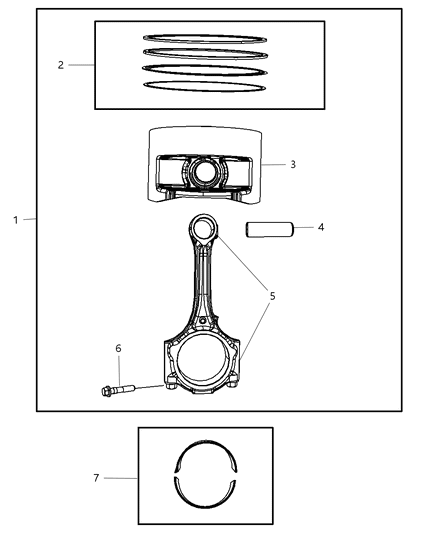 2008 Chrysler Pacifica Pistons , Piston Rings , Connecting Rods & Connecting Rod Bearing Diagram 1